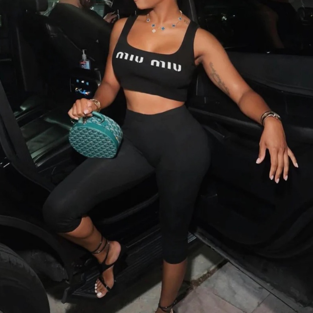 Miu Miu Black Fitted Crop Tank Top
